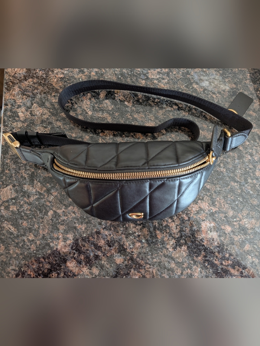 Authentic Coach Black Quilted Leather Belt Bag